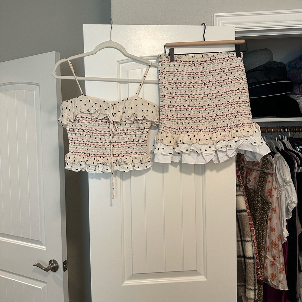 English Factory Cream and Black Polka Dot Top